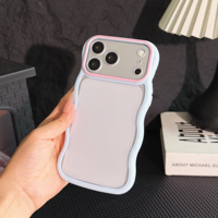 Étui de luxe à bords ondulés et blocs de couleur Macaron pour iPhone 18 17 16 15 14 13 12 Pro Max, avec coque détachable 3-en-1 pour objectif