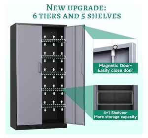 Armadietto di stoccaggio in metallo alto 72 "<span class=keywords><strong>36</strong></span>" 18 "con 2 porte e 4 ripiani grande armadietto di utilità per il Garage di casa e il bagno dispensa - Product Image 3