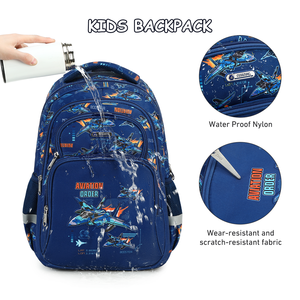 Cusangel 3pcs thiết lập hải quân máy bay chuyến bay in ấn Nylon chống thấm nước trẻ em ba lô với túi ăn trưa và bút chì trường hợp cho bé trai trường Túi - Product Image 5