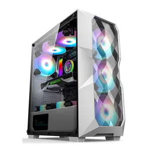 Witte Verticale Spcc Hd Audio Met Argb Led Licht Paneel Atx/Atx/Itx Case Gamer Gaming Computer Pc Case & Torens Met Rgb Fan Usb