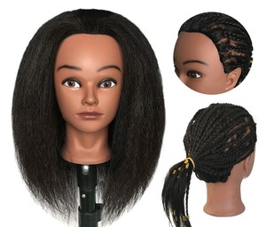 Livraison rapide en gros grande <span class=keywords><strong>tête</strong></span> de mannequin Mannequin de <span class=keywords><strong>tête</strong></span> d'entraînement de barbier avec des cheveux humains 10 cheveux féminins factices cheveux non remy - Product Image 6