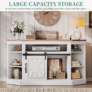 <span class=keywords><strong>Mueble</strong></span> de <span class=keywords><strong>TV</strong></span> <span class=keywords><strong>Esquinero</strong></span> Moderno de <span class=keywords><strong>55</strong></span>-59 <span class=keywords><strong>Pulgadas</strong></span>, Centro de Entretenimiento Estilo Rústico con Almacenamiento, Tomacorriente y Puerta Corredera Tipo Granero - Product Image 2