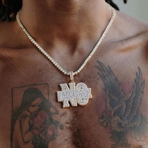 Iced Out Bling Letters NO hose collana con ciondolo placcato argento 5A CZ Charm Men Hip Hop Jewelry - Product Image 3