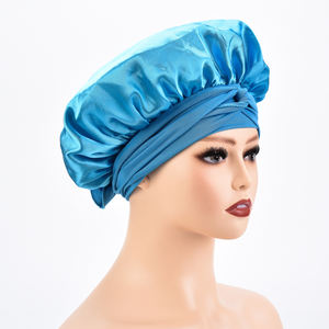 Süper yumuşak düz renk ipeksi uzun örgü Bonnet Momme dut ipek saç Bonnets - Product Image 2