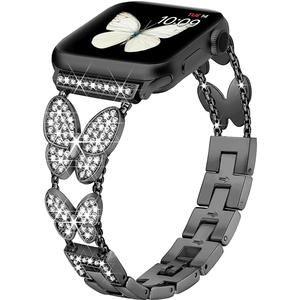 <span class=keywords><strong>Bracelet</strong></span> Montre <span class=keywords><strong>Femme</strong></span> Luxe Accessoires 45 Mm Fille Unique Métallique Étanche Papillon Diamant Bling <span class=keywords><strong>pour</strong></span> <span class=keywords><strong>Apple</strong></span> <span class=keywords><strong>Watch</strong></span> - Product Image 2