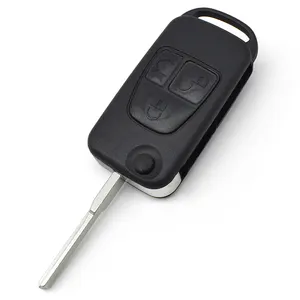 Vente en gros B-enz 3 boutons Flip Key Shell 2 piste porte-clés pour voiture Benz avec lumière avec logo