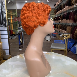 Perruque en cheveux humains bon marché fabriquée à la machine, sans dentelle, en gros, cinq couleurs différentes, perruque bouclée - Product Image 5