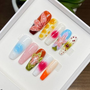 <span class=keywords><strong>Uñas</strong></span> Postizas Francesas Hechas a Mano en 3D, Forma de Almendra, Acrílicas, Reutilizables, Venta al Por Mayor - Product Image 6