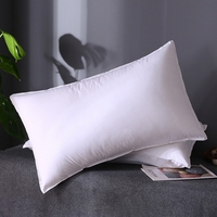 Oreiller de lit en duvet et plumes de canard blanc 100% coton, motif uni, anti-duvet, fermeté moyenne et ferme pour le soutien du cou