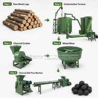 Equipo de Compresión de Carbón de 1t/h, Extrusora de Polvo de Carbón, Máquina de Briquetas para Línea de Producción de Barbacoa