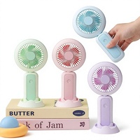 Ventilateur de poche pliable, 3 vitesses réglables, rechargeable par USB, ventilateur de bureau portable avec base, lumière LED, ventilateur de poche pour se rafraîchir