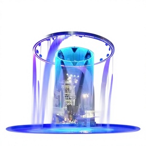 Fontaine numérique moderne à cascade d'eau bleue, installation de rideau d'eau en acier inoxydable, affichage personnalisé pour cour, hôtel, centre commercial - Product Image 1