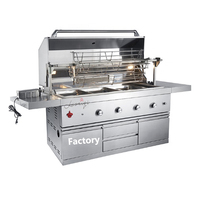 Gril à gaz propane de camping à 5 brûleurs en acier inoxydable 90000BTU dispositif de sécurité à la flamme-gril de table intérieur/extérieur pour la cuisson des fumeurs