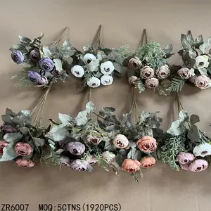 थोक इनडोर गुलाब कृत्रिम फूल सजावट शादी का गुलदस्ता कृत्रिम फूल