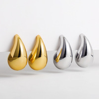 Boucles d'oreilles clous en acier inoxydable 316L, forme goutte d'eau épaisse, plaquées or 18 carats, hypoallergéniques, plusieurs tailles, pour femmes
