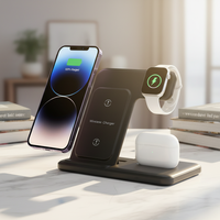 Cargador Inalámbrico Magnético con Carga Rápida de 15W para iPhone 17/16/15/14, iWatch y - Estación de Carga Portátil de ABS