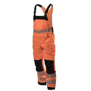 男性用防水作業服安全パンツHiVisオレンジカラーワークビブ