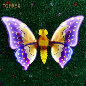 Outdoor Waterproof Garden Lawn Abs Colorful Landscape Led 3D Butterfly Decorations Electric Lighted Butterfly Wings
