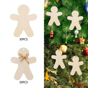 30 pezzi non verniciati fai da te pan di zenzero fette di bambù e artigianato in legno per disegnare decorazioni di Natale Halloween senza foro - Product Image 5