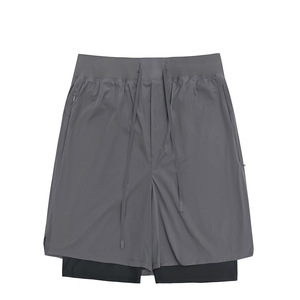 Men's Running Shorts Double <b>Layer</b> Quick Dry With Zipper <b>Mid</b> Waist Outdoor Tennis Casual Wear - Product Image 5