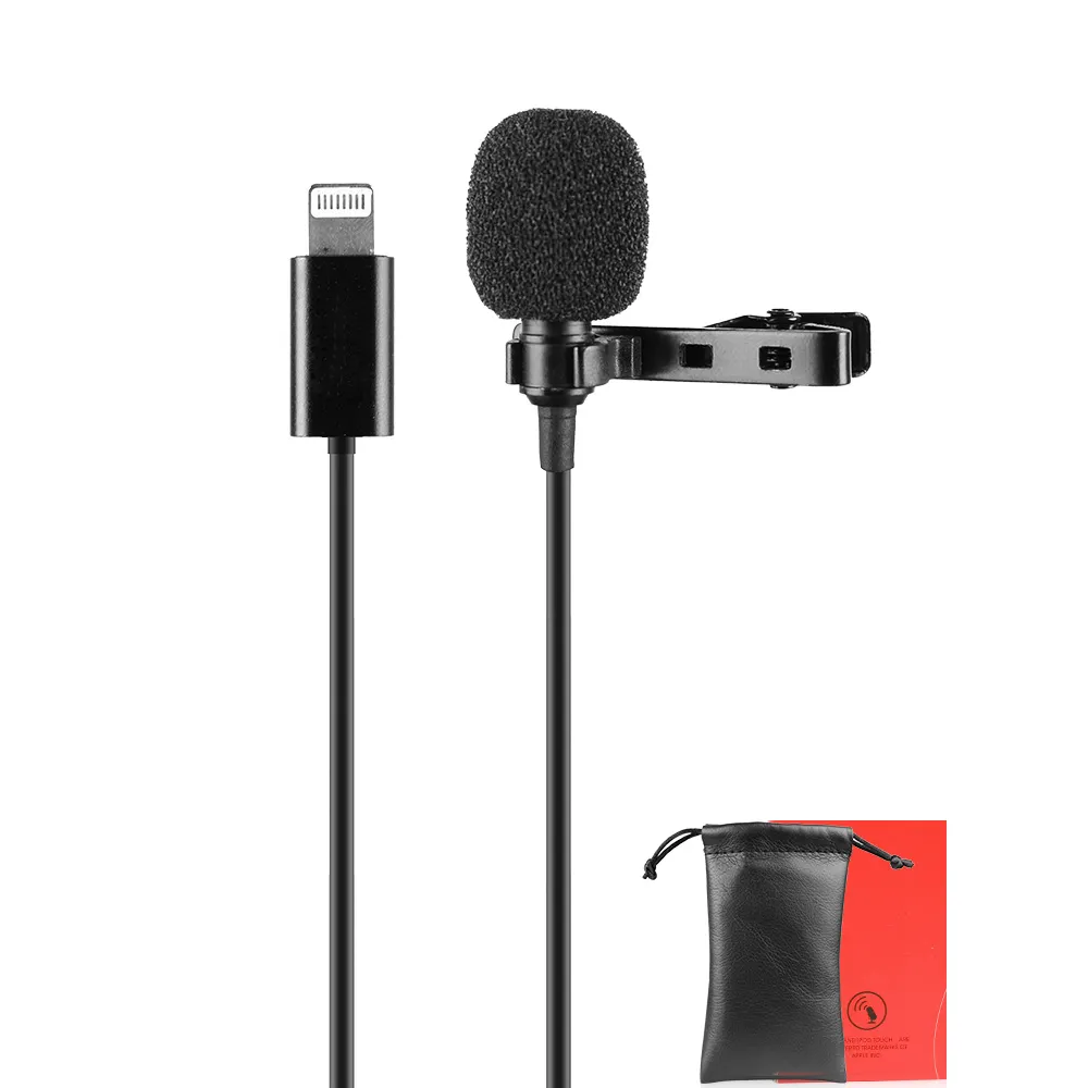 Lavalier Mikrofon Ponsel Video Audio Nirkabel, Mikrofon Kondenser untuk iPhone X 8 7 6 6S Plus