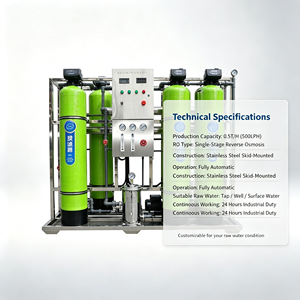 Système de traitement d'<span class=keywords><strong>eau</strong></span> par osmose inverse (RO) monophasé 0,5T/H, purificateur d'<span class=keywords><strong>eau</strong></span> industriel automatique 500LPH avec châssis en acier inoxydable - Product Image 4