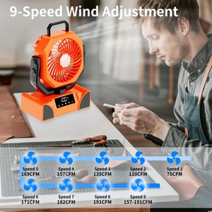 Ventilateur de table portable rechargeable avec écran tactile numérique, ventilateur de refroidissement intégré et batterie externe de 20000 mAh pour le camping en extérieur - Product Image 5