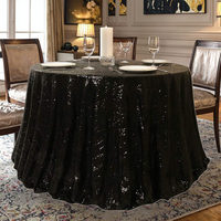 Nappe de table ronde en tissu pailleté pour fête de mariage, grande taille 132 pouces, nappe ronde noire à paillettes, nappe ronde noire à paillettes