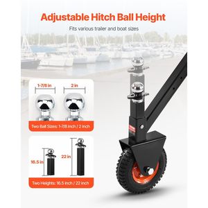 Adjustable 300lbs Trailer <b>Dolly</b> with 16.5 and 22in Heights 1-7/8 and 2in Balls Product Category <b>Dollies</b> - Product Image 3