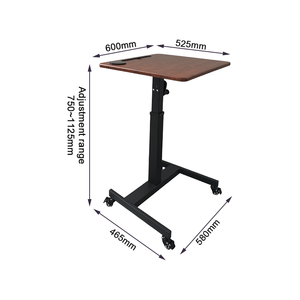 Scrivania <span class=keywords><strong>da</strong></span> Ufficio Monoposto con Ruote Bloccabili, Tavolo Portatile Regolabile Manualmente per Lavoro <span class=keywords><strong>da</strong></span> <span class=keywords><strong>Casa</strong></span> - Product Image 4