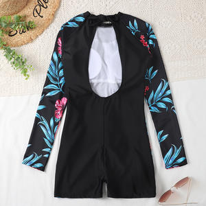 Bañador personalizado con estampado de sublimación para mujer, traje de baño de Surf con logotipo para niña, ropa de playa de manga larga sin espalda, venta al por mayor - Product Image 6