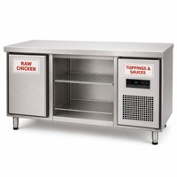 Table de travail réfrigérée en acier inoxydable à double porte, dégivrage automatique, éclairage LED, contrôle numérique de la température