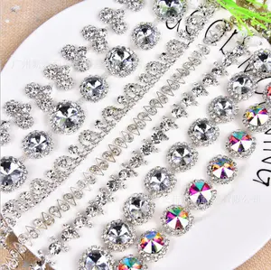 Rantai Berlian Imitasi Kode Las Perak Bulat Satelit Bunga Matahari Aksesori Perhiasan DIY Pakaian Dekorasi Pesta Pernikahan