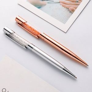 Clear Tube Inlaid Crystal Diamond Twist Metal <b>Ballpoint</b> <b>Pen</b>, Bling Glitter Floating Rhinestone Rotating Signature <b>Pen</b> - Product Image 3