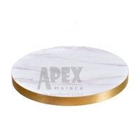 Table de Table ronde en résine, 1 pièce, composite hpl, Base en marbre et Marquina, noir