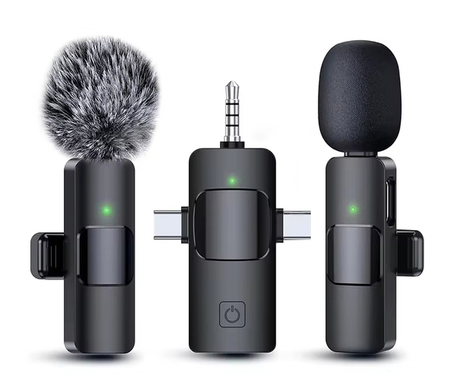 K15 Cheaper 3 in 1 Lavalier Microphone for Multi Device Wireless Microphone Video Recording