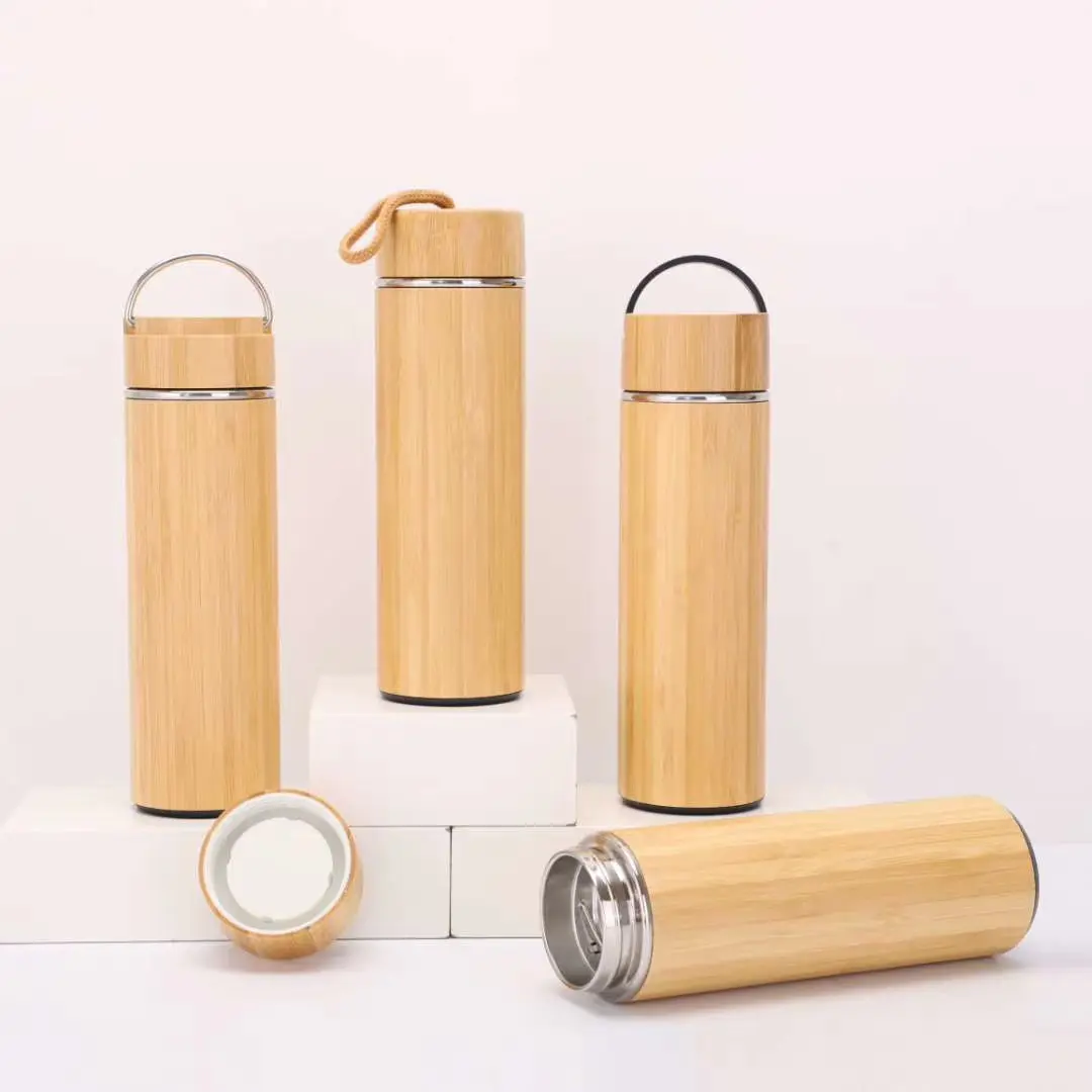 Bottiglia di acqua termica di bambù della boccetta dell'infusore del tè dell'acciaio inossidabile isolata abitudine di REX