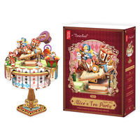 Kit de boîte à musique miniature en bois Toncheer Alice's Tea Party pour décoration de bureau à domicile – Agent de la marque recherché