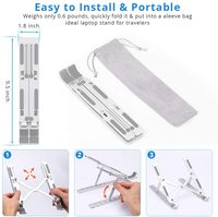 Support d'ordinateur portable pliable en alliage d'aluminium argenté de haute qualité, certifié RoHS, réglable à 6 niveaux, universel