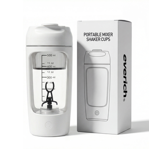 Bouteille de shaker de sport en plastique à large ouverture, 650 ml, haut de gamme, anti-fuite, rechargeable par USB, personnalisée, sans BPA, bouteille de shaker de protéines électrique - Product Image 1