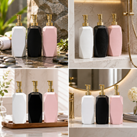 Bouteilles cylindriques de luxe en PET à facettes avec pompe métallique dorée, imprimées en sérigraphie, contenants vides rechargeables pour lotion et huile essentielle