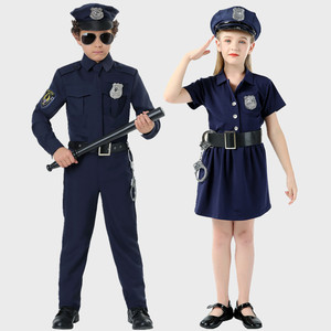 Costume de scène de cosplay pour spectacle de maternelle « Shérif Chat Noir », uniforme pour enfants en polyester unisexe - Product Image 1
