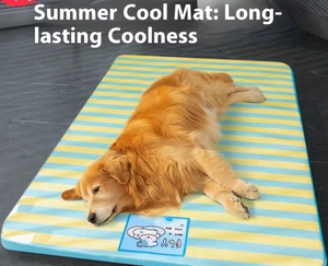 Cama refrescante de verano a rayas de dibujos animados para gatos y perros, alfombrilla y almohadillas de seda helada para mascotas, cómoda cama refrescante para gatos, cama para perros para mascotas - Product Image 3