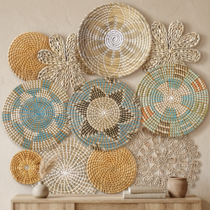 Conjunto de Arte Mural de Mimbre Tejido Estilo Bohemio, Esculturas Redondas Geométricas Abstractas, Decoración Natural para el Hogar - Product Image 3