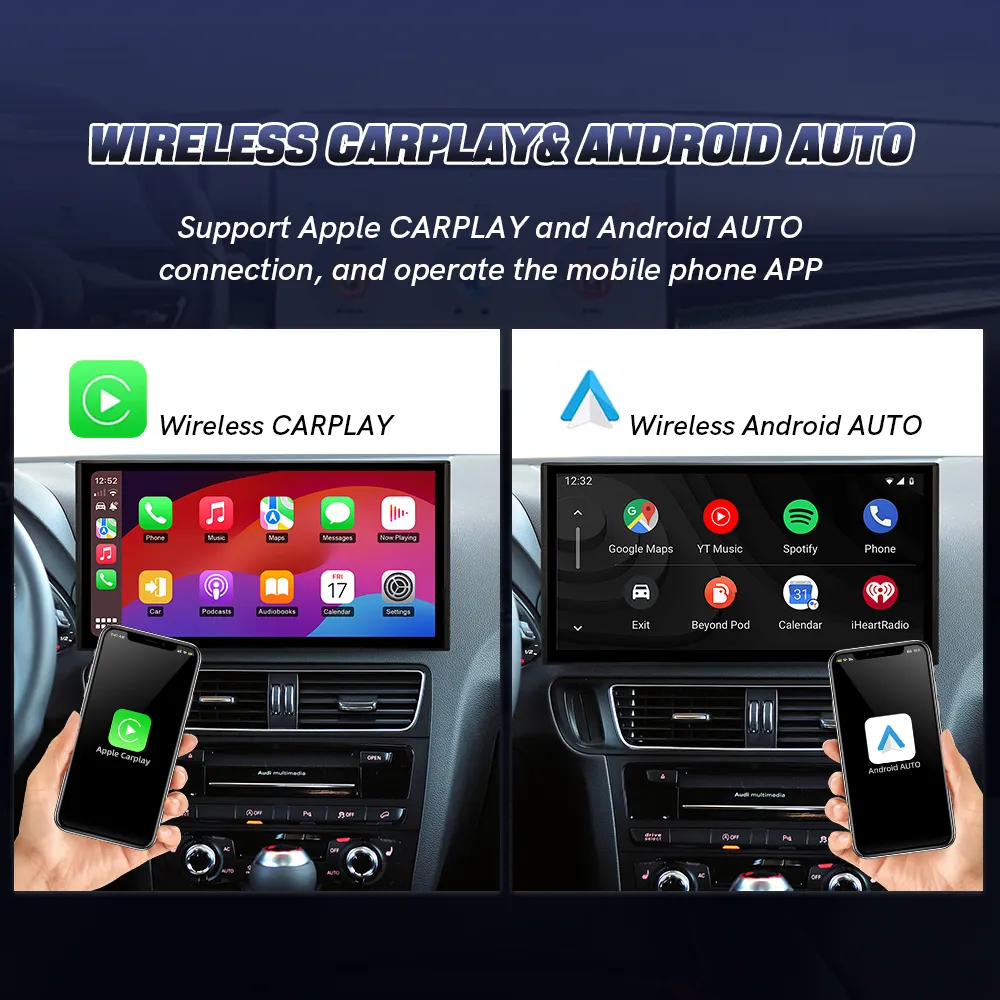 New Narrow Bezel 13.1 Inch HD1920*932 Touch screen Auto Android 13 CARPLAY For Audi Q5 2009 2010 2016 Car 360 panorama GPS BT 4G
