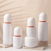 Juego de Envases Cosméticos de Vidrio Vacíos de Lujo, Botella de Loción con Bomba Naranja, Tarro de Crema de 30-150 ml, Envase para Cuidado de la Piel, Impresión Personalizada
