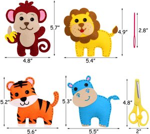 Kit Artigianale Educativo per Bambini con Animali Cartoon, Set di Cucito in Feltro per <span class=keywords><strong>Attività</strong></span> Motorie Fini - Product Image 2