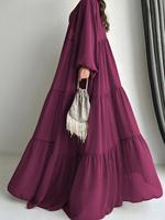 Robe-veste unie K-80 Dubaï grande taille avec manches bouffantes, ensemble modeste deux pièces pour femmes arabes, turques et musulmanes