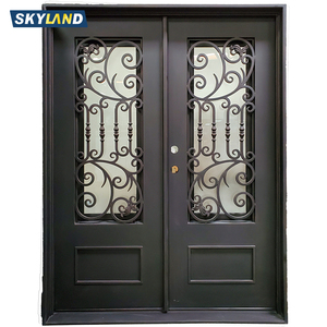 French Style Wrought Iron Steel Front Entry Door Double Exterior Entrance Door Front Door