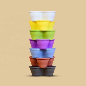 Jardinière de légumes à 3 pétales empilable à 5 niveaux pour fleurs de fraises et d'herbes Jardinage vertical Intérieur Extérieur Pots de jardin empilables en résine - Product Image 6